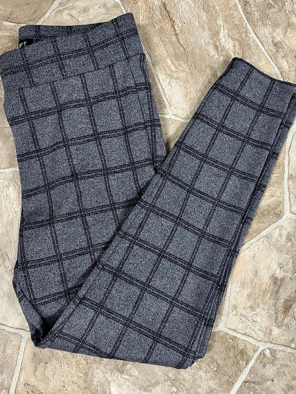 LOFT Plaid Leggings in Gray Size Small Like New